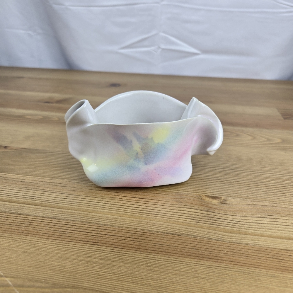 Nancy Hilborn Studio Art Pottery Rainbow Canada Pinch Pot Candy Sugar Bowl Dish